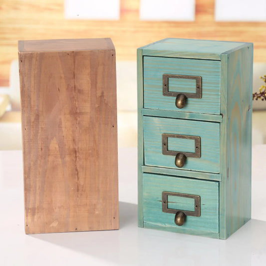 1pc Wooden Storage Box Organizer Drawer Bins Desk Necklace Case Sewing Office Supplies Container Sundries Household